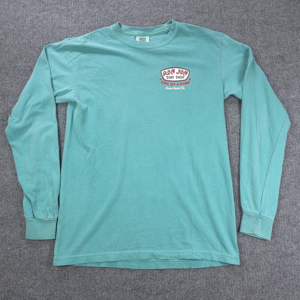 Ron‎ Jon Surf Shop Shirt Mens Small Regular Blue Cotton Graphic Beach Cocoa FL